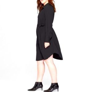 Prologue Women's Plus Size 1X Paris Black Long Sleeve Collared Shirt Dress